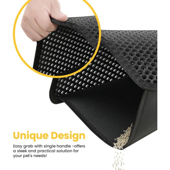 Conlun Cat Litter Tray Mat, 58 x 42 cm, Honeycomb Double Layer Cat Litter Mat, Urine & Waterproof Cat Mat, Cat Litter Box, Easy to Clean, Non-Slip Cat Mat for Floor, Grey, 2317 Conlun Cat Litter Tray Mat, 58 x 42 cm, Honeycomb Double Layer Cat Litter Mat, Urine & Waterproof Cat Mat, Cat Litter Box, Easy to Clean, Non-Slip Cat Mat for Floor, Grey, 2317