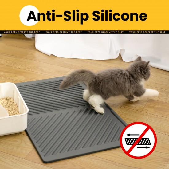 Conlun Cat Litter Tray Mat, 58 x 42 cm, Honeycomb Double Layer Cat Litter Mat, Urine & Waterproof Cat Mat, Cat Litter Box, Easy to Clean, Non-Slip Cat Mat for Floor, Grey, 2317 Conlun Cat Litter Tray Mat, 58 x 42 cm, Honeycomb Double Layer Cat Litter Mat, Urine & Waterproof Cat Mat, Cat Litter Box, Easy to Clean, Non-Slip Cat Mat for Floor, Grey, 2317