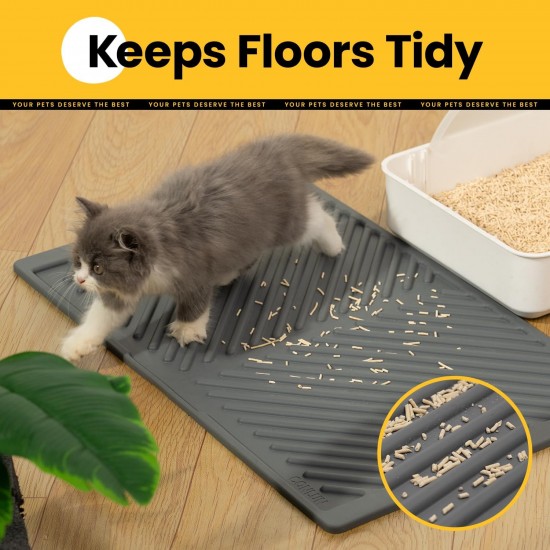 Conlun Cat Litter Tray Mat, 58 x 42 cm, Honeycomb Double Layer Cat Litter Mat, Urine & Waterproof Cat Mat, Cat Litter Box, Easy to Clean, Non-Slip Cat Mat for Floor, Grey, 2317 Conlun Cat Litter Tray Mat, 58 x 42 cm, Honeycomb Double Layer Cat Litter Mat, Urine & Waterproof Cat Mat, Cat Litter Box, Easy to Clean, Non-Slip Cat Mat for Floor, Grey, 2317