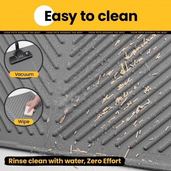 Conlun Cat Litter Tray Mat, 58 x 42 cm, Honeycomb Double Layer Cat Litter Mat, Urine & Waterproof Cat Mat, Cat Litter Box, Easy to Clean, Non-Slip Cat Mat for Floor, Grey, 2317 Conlun Cat Litter Tray Mat, 58 x 42 cm, Honeycomb Double Layer Cat Litter Mat, Urine & Waterproof Cat Mat, Cat Litter Box, Easy to Clean, Non-Slip Cat Mat for Floor, Grey, 2317