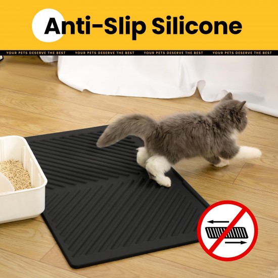 Conlun Cat Litter Tray Mat, 58 x 42 cm, Honeycomb Double Layer Cat Litter Mat, Urine & Waterproof Cat Mat, Cat Litter Box, Easy to Clean, Non-Slip Cat Mat for Floor, Grey, 2317 Conlun Cat Litter Tray Mat, 58 x 42 cm, Honeycomb Double Layer Cat Litter Mat, Urine & Waterproof Cat Mat, Cat Litter Box, Easy to Clean, Non-Slip Cat Mat for Floor, Grey, 2317