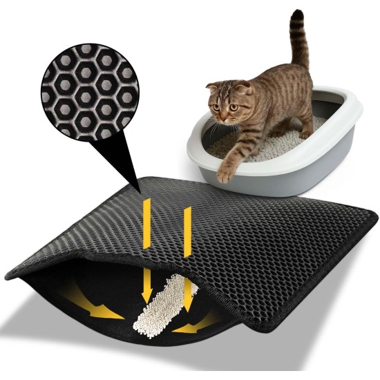 Conlun Cat Litter Tray Mat, 76 x 54.5 cm Large Cat Litter Mat, Double Layer Waterproof Cat Mat, Cat Litter Tray, Easy to Clean, Non-Slip Cat Mat on the Floor, Grey Conlun Cat Litter Tray Mat, 76 x 54.5 cm Large Cat Litter Mat, Double Layer Waterproof Cat Mat, Cat Litter Tray, Easy to Clean, Non-Slip Cat Mat on the Floor, Grey