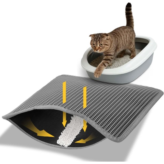 Conlun Cat Litter Tray Mat, 76 x 54.5 cm Large Cat Litter Mat, Double Layer Waterproof Cat Mat, Cat Litter Tray, Easy to Clean, Non-Slip Cat Mat on the Floor, Grey Conlun Cat Litter Tray Mat, 76 x 54.5 cm Large Cat Litter Mat, Double Layer Waterproof Cat Mat, Cat Litter Tray, Easy to Clean, Non-Slip Cat Mat on the Floor, Grey