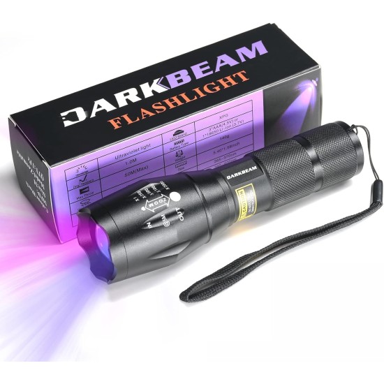 DARKBEAM Torch Double UV Light 365nm & 395nm Rechargeable, Woodsche Lamp Black Light Torches Mini Hand LED Ultraviolet Light, Pet Urine Detectors, Amber, Resin, Pack of 1 DARKBEAM Torch Double UV Light 365nm & 395nm Rechargeable, Woodsche Lamp Black Light Torches Mini Hand LED Ultraviolet Light, Pet Urine Detectors, Amber, Resin, Pack of 1