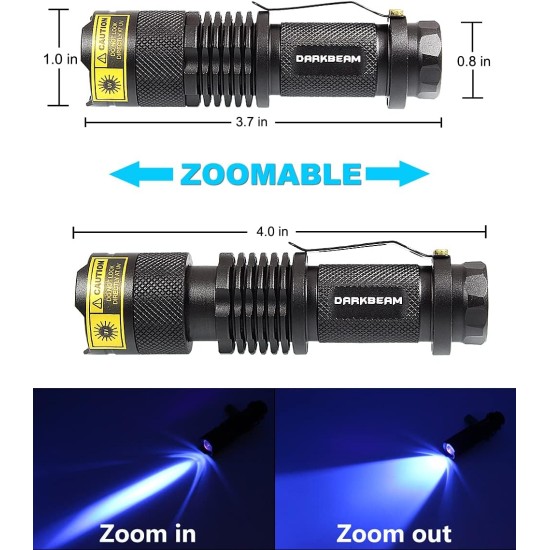 DARKBEAM Torch Double UV Light 365nm & 395nm Rechargeable, Woodsche Lamp Black Light Torches Mini Hand LED Ultraviolet Light, Pet Urine Detectors, Amber, Resin, Pack of 1 DARKBEAM Torch Double UV Light 365nm & 395nm Rechargeable, Woodsche Lamp Black Light Torches Mini Hand LED Ultraviolet Light, Pet Urine Detectors, Amber, Resin, Pack of 1