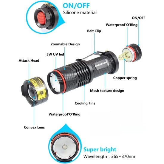 DARKBEAM Torch Double UV Light 365nm & 395nm Rechargeable, Woodsche Lamp Black Light Torches Mini Hand LED Ultraviolet Light, Pet Urine Detectors, Amber, Resin, Pack of 1 DARKBEAM Torch Double UV Light 365nm & 395nm Rechargeable, Woodsche Lamp Black Light Torches Mini Hand LED Ultraviolet Light, Pet Urine Detectors, Amber, Resin, Pack of 1