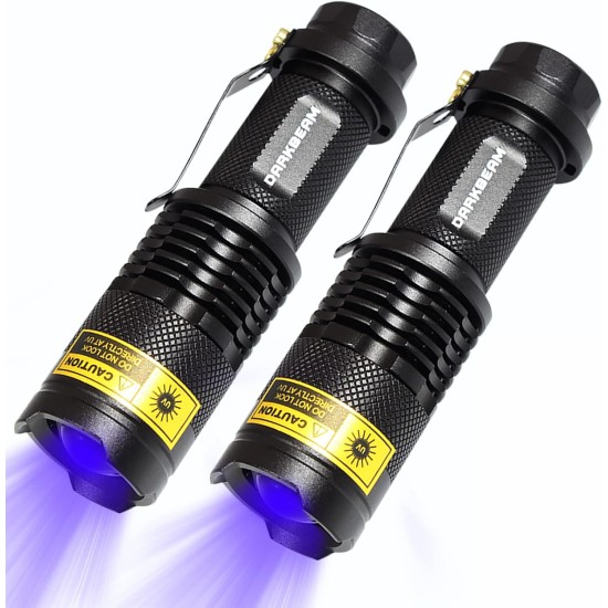DARKBEAM Torch Double UV Light 365nm & 395nm Rechargeable, Woodsche Lamp Black Light Torches Mini Hand LED Ultraviolet Light, Pet Urine Detectors, Amber, Resin, Pack of 1 DARKBEAM Torch Double UV Light 365nm & 395nm Rechargeable, Woodsche Lamp Black Light Torches Mini Hand LED Ultraviolet Light, Pet Urine Detectors, Amber, Resin, Pack of 1