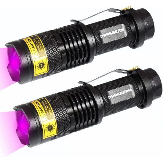 DARKBEAM Torch Double UV Light 365nm & 395nm Rechargeable, Woodsche Lamp Black Light Torches Mini Hand LED Ultraviolet Light, Pet Urine Detectors, Amber, Resin, Pack of 1 DARKBEAM Torch Double UV Light 365nm & 395nm Rechargeable, Woodsche Lamp Black Light Torches Mini Hand LED Ultraviolet Light, Pet Urine Detectors, Amber, Resin, Pack of 1