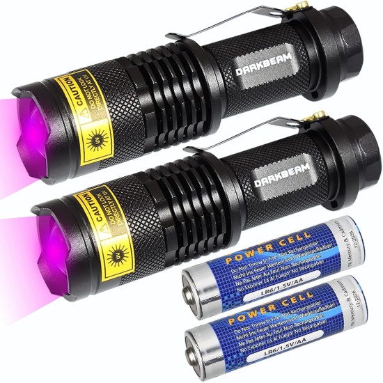 DARKBEAM Torch Double UV Light 365nm & 395nm Rechargeable, Woodsche Lamp Black Light Torches Mini Hand LED Ultraviolet Light, Pet Urine Detectors, Amber, Resin, Pack of 1 DARKBEAM Torch Double UV Light 365nm & 395nm Rechargeable, Woodsche Lamp Black Light Torches Mini Hand LED Ultraviolet Light, Pet Urine Detectors, Amber, Resin, Pack of 1