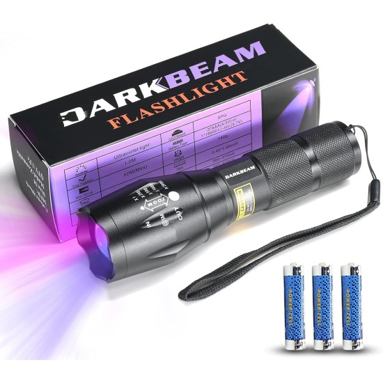 DARKBEAM Torch Double UV Light 365nm & 395nm Rechargeable, Woodsche Lamp Black Light Torches Mini Hand LED Ultraviolet Light, Pet Urine Detectors, Amber, Resin, Pack of 1 DARKBEAM Torch Double UV Light 365nm & 395nm Rechargeable, Woodsche Lamp Black Light Torches Mini Hand LED Ultraviolet Light, Pet Urine Detectors, Amber, Resin, Pack of 1