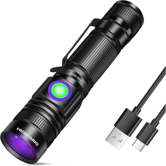 DARKBEAM UV 395 nm Black Light Torch USB Rechargeable Wooden Lamp, Mini Handheld Ultraviolet Black Light LED Portable with Clip, Hardening Resin, Stains, Amber DARKBEAM UV 395 nm Black Light Torch USB Rechargeable Wooden Lamp, Mini Handheld Ultraviolet Black Light LED Portable with Clip, Hardening Resin, Stains, Amber