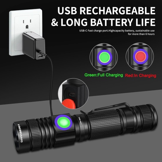 DARKBEAM UV 395 nm Black Light Torch USB Rechargeable Wooden Lamp, Mini Handheld Ultraviolet Black Light LED Portable with Clip, Hardening Resin, Stains, Amber DARKBEAM UV 395 nm Black Light Torch USB Rechargeable Wooden Lamp, Mini Handheld Ultraviolet Black Light LED Portable with Clip, Hardening Resin, Stains, Amber