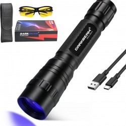 DARKBEAM UV Torch 365nm Light Black Light, Mini Powerful Wooden Lamp USB-C Rechargeable, LED 10W Ultraviolet Torches Pocket Pet Urine Detector for Mineral, Uranium Glass, Resin DARKBEAM UV Torch 365nm Light Black Light, Mini Powerful Wooden Lamp USB-C Rechargeable, LED 10W Ultraviolet Torches Pocket Pet Urine Detector for Mineral, Uranium Glass, Resin