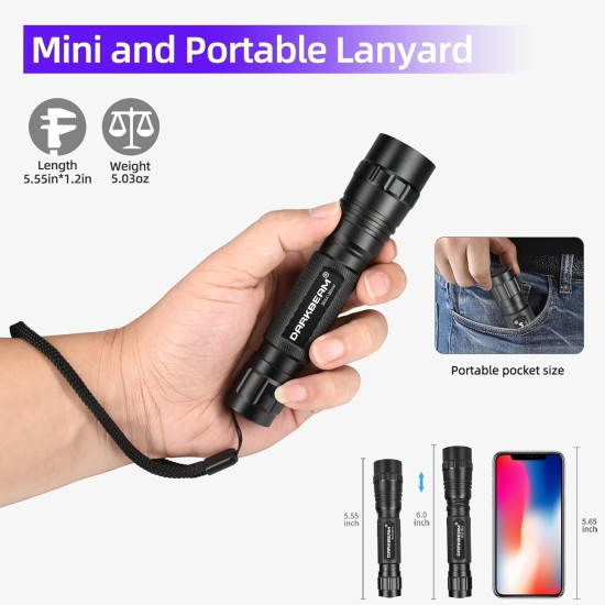 DARKBEAM UV Torch 365nm Light Black Light, Mini Powerful Wooden Lamp USB-C Rechargeable, LED 10W Ultraviolet Torches Pocket Pet Urine Detector for Mineral, Uranium Glass, Resin DARKBEAM UV Torch 365nm Light Black Light, Mini Powerful Wooden Lamp USB-C Rechargeable, LED 10W Ultraviolet Torches Pocket Pet Urine Detector for Mineral, Uranium Glass, Resin