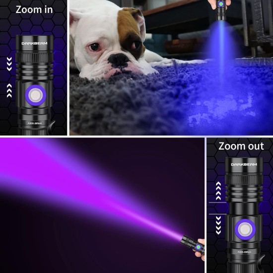 DARKBEAM UV Torch Black Light 365nm & 395nm Rechargeable Woodsche Lamp USB Black Light Torches Mini Hand LED Ultraviolet Light Pet Urine Detectors Amber Resin Pack of 2 DARKBEAM UV Torch Black Light 365nm & 395nm Rechargeable Woodsche Lamp USB Black Light Torches Mini Hand LED Ultraviolet Light Pet Urine Detectors Amber Resin Pack of 2