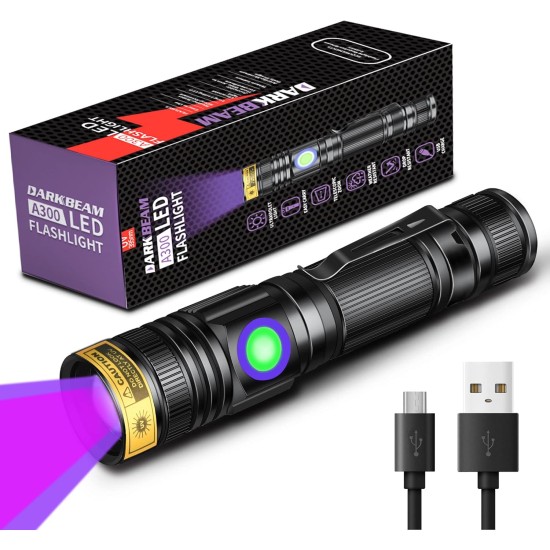 DARKBEAM UV Torch Black Light 365nm & 395nm Rechargeable Woodsche Lamp USB Black Light Torches Mini Hand LED Ultraviolet Light Pet Urine Detectors Amber Resin Pack of 2 DARKBEAM UV Torch Black Light 365nm & 395nm Rechargeable Woodsche Lamp USB Black Light Torches Mini Hand LED Ultraviolet Light Pet Urine Detectors Amber Resin Pack of 2