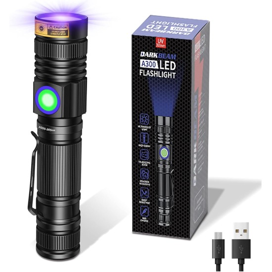 DARKBEAM UV Torch Black Light 365nm & 395nm Rechargeable Woodsche Lamp USB Black Light Torches Mini Hand LED Ultraviolet Light Pet Urine Detectors Amber Resin Pack of 2 DARKBEAM UV Torch Black Light 365nm & 395nm Rechargeable Woodsche Lamp USB Black Light Torches Mini Hand LED Ultraviolet Light Pet Urine Detectors Amber Resin Pack of 2