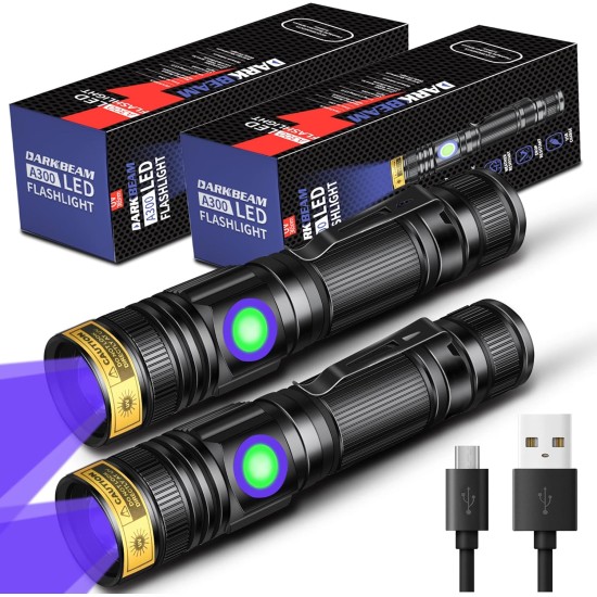 DARKBEAM UV Torch Black Light 365nm & 395nm Rechargeable Woodsche Lamp USB Black Light Torches Mini Hand LED Ultraviolet Light Pet Urine Detectors Amber Resin Pack of 2 DARKBEAM UV Torch Black Light 365nm & 395nm Rechargeable Woodsche Lamp USB Black Light Torches Mini Hand LED Ultraviolet Light Pet Urine Detectors Amber Resin Pack of 2
