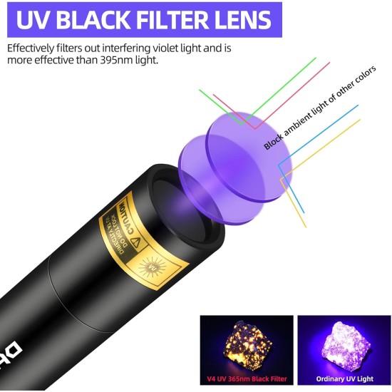 DARKBEAM UV Torch UV Lamp 365 nm Light Rechargeable Woodsche Lamp Black Light Lamp USB Small Black Light Torch Mini LED for UV Resin, Amber, Pet Urine Detectors DARKBEAM UV Torch UV Lamp 365 nm Light Rechargeable Woodsche Lamp Black Light Lamp USB Small Black Light Torch Mini LED for UV Resin, Amber, Pet Urine Detectors