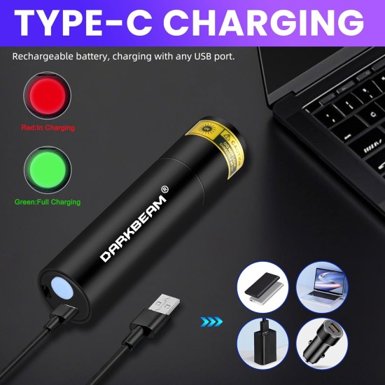 DARKBEAM UV Torch UV Lamp 365 nm Light Rechargeable Woodsche Lamp Black Light Lamp USB Small Black Light Torch Mini LED for UV Resin, Amber, Pet Urine Detectors DARKBEAM UV Torch UV Lamp 365 nm Light Rechargeable Woodsche Lamp Black Light Lamp USB Small Black Light Torch Mini LED for UV Resin, Amber, Pet Urine Detectors