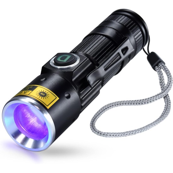 DARKDAWN Torches UV 395nm Light USB Rechargeable Ultraviolet LED Black Light Torch Mini Woodsche Lamp with Zoom, Detector for Pet Urine, Amber, Uranium Glass, Resin Hardening DARKDAWN Torches UV 395nm Light USB Rechargeable Ultraviolet LED Black Light Torch Mini Woodsche Lamp with Zoom, Detector for Pet Urine, Amber, Uranium Glass, Resin Hardening