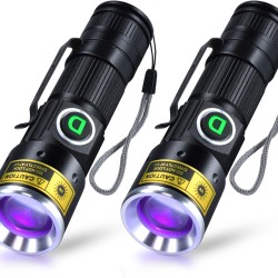 DARKDAWN Torches UV 395nm Light USB Rechargeable Ultraviolet LED Black Light Torch Mini Woodsche Lamp with Zoom, Detector for Pet Urine, Amber, Uranium Glass, Resin Hardening, Pack of 2 DARKDAWN Torches UV 395nm Light USB Rechargeable Ultraviolet LED Black Light Torch Mini Woodsche Lamp with Zoom, Detector for Pet Urine, Amber, Uranium Glass, Resin Hardening, Pack of 2