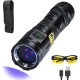 DARKDAWN UV Flashlight, 365nm Rechargeable USB Light with Black Mirror, 3 LED Blacklight, Mini Wooden Lamp, Durable, Water Residue, Pet Urine Detector, Counterfeit Proof