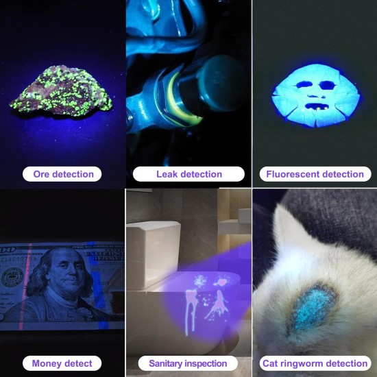 DARKDAWN UV Flashlight, 365nm Rechargeable USB Light with Black Mirror, 3 LED Blacklight, Mini Wooden Lamp, Durable, Water Residue, Pet Urine Detector, Counterfeit Proof DARKDAWN UV Flashlight, 365nm Rechargeable USB Light with Black Mirror, 3 LED Blacklight, Mini Wooden Lamp, Durable, Water Residue, Pet Urine Detector, Counterfeit Proof