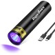 DARKDAWN UV Flashlight 395NM, USB-C Rechargeable Flashlights LED Wooden Lamp, Mini Powerful Portable Black Light, Detector for Pet Dog Dried Urine DARKDAWN UV Flashlight 395NM, USB-C Rechargeable Flashlights LED Wooden Lamp, Mini Powerful Portable Black Light, Detector for Pet Dog Dried Urine
