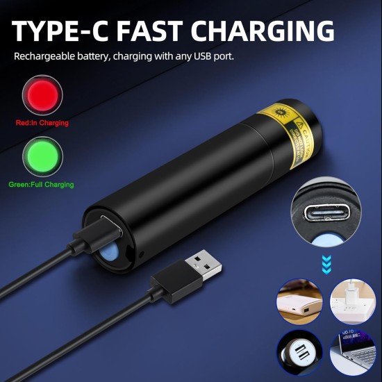 DARKDAWN UV Flashlight 395NM, USB-C Rechargeable Flashlights LED Wooden Lamp, Mini Powerful Portable Black Light, Detector for Pet Dog Dried Urine DARKDAWN UV Flashlight 395NM, USB-C Rechargeable Flashlights LED Wooden Lamp, Mini Powerful Portable Black Light, Detector for Pet Dog Dried Urine