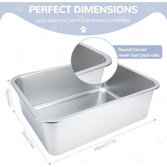 Dimaka Cat Litter Tray, Rabbit Litter, Stainless Steel Cat Litter Box, Non-Stick Metal Pan, Easy to Clean, Odourless, Safe and Durable Dimaka Cat Litter Tray, Rabbit Litter, Stainless Steel Cat Litter Box, Non-Stick Metal Pan, Easy to Clean, Odourless, Safe and Durable
