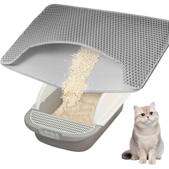 Double Layer Cat Litter Litter Tray Mat, 56 x 43 cm EVA Cat Litter Mat, Large Cat Mat for Cat Litter Tray Mat, Cat Litter Tray Mat, Cat Litter Box Mat (Grey) Double Layer Cat Litter Litter Tray Mat, 56 x 43 cm EVA Cat Litter Mat, Large Cat Mat for Cat Litter Tray Mat, Cat Litter Tray Mat, Cat Litter Box Mat (Grey)