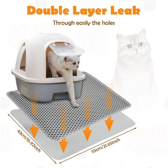 Double Layer Cat Litter Litter Tray Mat, 56 x 43 cm EVA Cat Litter Mat, Large Cat Mat for Cat Litter Tray Mat, Cat Litter Tray Mat, Cat Litter Box Mat (Grey) Double Layer Cat Litter Litter Tray Mat, 56 x 43 cm EVA Cat Litter Mat, Large Cat Mat for Cat Litter Tray Mat, Cat Litter Tray Mat, Cat Litter Box Mat (Grey)