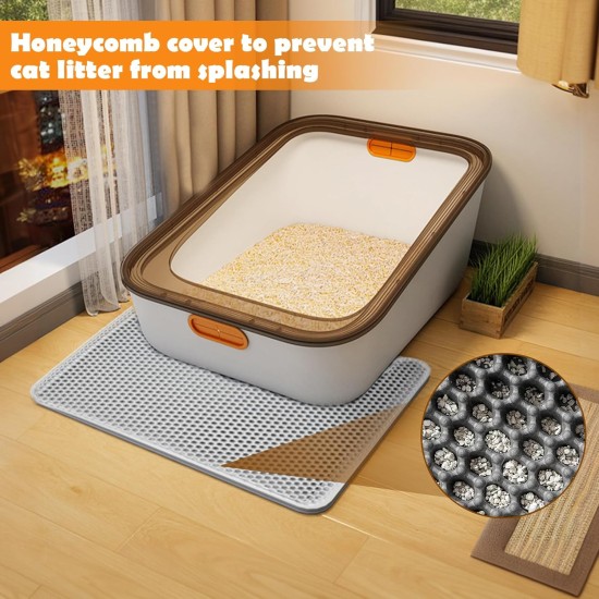Double Layer Cat Litter Litter Tray Mat, 56 x 43 cm EVA Cat Litter Mat, Large Cat Mat for Cat Litter Tray Mat, Cat Litter Tray Mat, Cat Litter Box Mat (Grey) Double Layer Cat Litter Litter Tray Mat, 56 x 43 cm EVA Cat Litter Mat, Large Cat Mat for Cat Litter Tray Mat, Cat Litter Tray Mat, Cat Litter Box Mat (Grey)