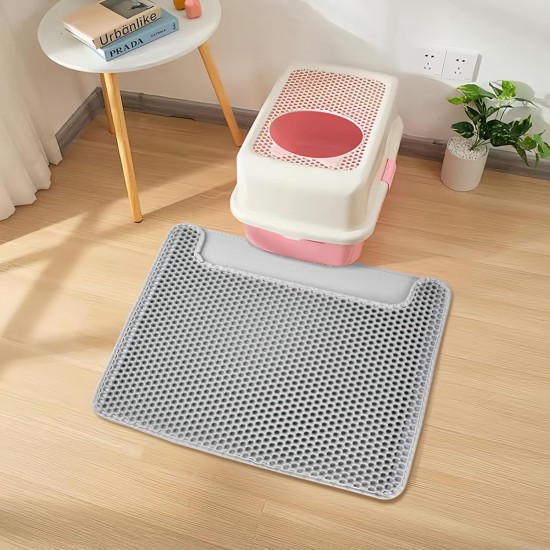 Double Layer Cat Litter Litter Tray Mat, 56 x 43 cm EVA Cat Litter Mat, Large Cat Mat for Cat Litter Tray Mat, Cat Litter Tray Mat, Cat Litter Box Mat (Grey) Double Layer Cat Litter Litter Tray Mat, 56 x 43 cm EVA Cat Litter Mat, Large Cat Mat for Cat Litter Tray Mat, Cat Litter Tray Mat, Cat Litter Box Mat (Grey)