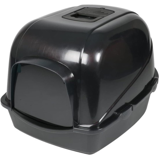 Ebi, Cat Litter Tray Eclipse Black 56 x 70 x 46 cm Covered Basin with Non-Slip Feet with Semi-Transparent Black Door and Handle Odor Absorbing Carbon Filter Plastic Ebi, Cat Litter Tray Eclipse Black 56 x 70 x 46 cm Covered Basin with Non-Slip Feet with Semi-Transparent Black Door and Handle Odor Absorbing Carbon Filter Plastic