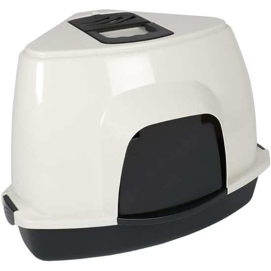 Ebi, Prism Cat Litter Tray 60 Zen Series M - 38 x 56 x 40 cm White with Non-Slip Feet with Black Semi-Transparent Door and Handle, Carbon Filter that Absorbs Odours Made of Plastic Ebi, Prism Cat Litter Tray 60 Zen Series M - 38 x 56 x 40 cm White with Non-Slip Feet with Black Semi-Transparent Door and Handle, Carbon Filter that Absorbs Odours Made of Plastic