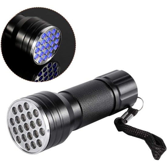 Ejoyous UV Blacklight Torch with 21 LED, 395nm UV Hand Detector Ultraviolet Light for Dry Stains in the Urine of Dogs/Cats, Bed Bug, Scorpion Ejoyous UV Blacklight Torch with 21 LED, 395nm UV Hand Detector Ultraviolet Light for Dry Stains in the Urine of Dogs/Cats, Bed Bug, Scorpion