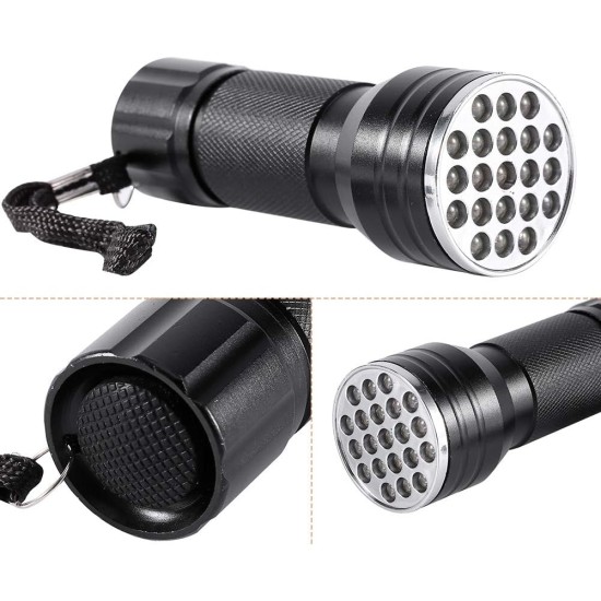 Ejoyous UV Blacklight Torch with 21 LED, 395nm UV Hand Detector Ultraviolet Light for Dry Stains in the Urine of Dogs/Cats, Bed Bug, Scorpion Ejoyous UV Blacklight Torch with 21 LED, 395nm UV Hand Detector Ultraviolet Light for Dry Stains in the Urine of Dogs/Cats, Bed Bug, Scorpion