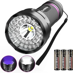 EverBrite 2 in 1 Black Light UV Torch with 38 LEDs, 395 nm Ultraviolet Light Lamp with 300 LM White Light, Pet Urine Detector for Dogs and Cats, Money Tester with 3 AA Batteries EverBrite 2 in 1 Black Light UV Torch with 38 LEDs, 395 nm Ultraviolet Light Lamp with 300 LM White Light, Pet Urine Detector for Dogs and Cats, Money Tester with 3 AA Batteries