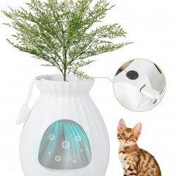FANTASK 63L Cat Litter Tray, Intelligent Odour Removal & Sterilisation with Door Curtain, Flower Pot Style with Artificial Plant, Pebbles & Shovel, 50 x 50 x 59 cm, White FANTASK 63L Cat Litter Tray, Intelligent Odour Removal & Sterilisation with Door Curtain, Flower Pot Style with Artificial Plant, Pebbles & Shovel, 50 x 50 x 59 cm, White