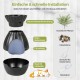 FANTASK Cat Litter Tray, 50 x 50 x 59 cm, Cat Litter Tray with Electronic Odour Elimination System, Flower Pot Style with Artificial Plant and Pebbles, Black Cat Litter Tray