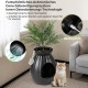 FANTASK Cat Litter Tray, 50 x 50 x 59 cm, Cat Litter Tray with Electronic Odour Elimination System, Flower Pot Style with Artificial Plant and Pebbles, Black Cat Litter Tray