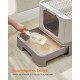 Feandrea Cat Litter Tray with Lid, Extendable Tray, Spacious for Cats up to 15 kg, Less Marks, Leak-proof Base, Beige/Black PPT001W01 Feandrea Cat Litter Tray with Lid, Extendable Tray, Spacious for Cats up to 15 kg, Less Marks, Leak-proof Base, Beige/Black PPT001W01