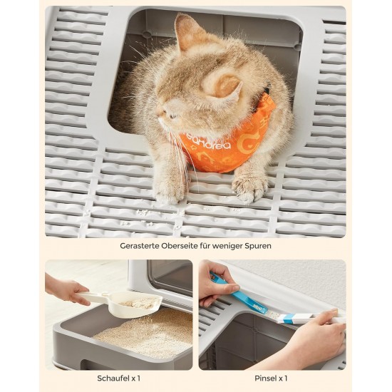 Feandrea Cat Litter Tray with Lid, Extendable Tray, Spacious for Cats up to 15 kg, Less Marks, Leak-proof Base, Beige/Black PPT001W01 Feandrea Cat Litter Tray with Lid, Extendable Tray, Spacious for Cats up to 15 kg, Less Marks, Leak-proof Base, Beige/Black PPT001W01