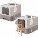 Feandrea Cat Litter Tray with Lid, Extendable Tray, Spacious for Cats up to 15 kg, Less Marks, Leak-proof Base, Beige/Black PPT001W01 Feandrea Cat Litter Tray with Lid, Extendable Tray, Spacious for Cats up to 15 kg, Less Marks, Leak-proof Base, Beige/Black PPT001W01