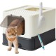 Feandrea Cat Litter Tray with Lid, Extendable Tray, Spacious for Cats up to 15 kg, Less Marks, Leak-proof Base, Beige/Black PPT001W01 Feandrea Cat Litter Tray with Lid, Extendable Tray, Spacious for Cats up to 15 kg, Less Marks, Leak-proof Base, Beige/Black PPT001W01
