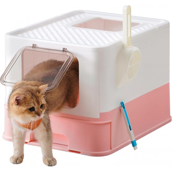 Feandrea Cat Litter Tray with Lid, Extendable Tray, Spacious for Cats up to 15 kg, Less Marks, Leak-proof Base, Beige/Black PPT001W01 Feandrea Cat Litter Tray with Lid, Extendable Tray, Spacious for Cats up to 15 kg, Less Marks, Leak-proof Base, Beige/Black PPT001W01