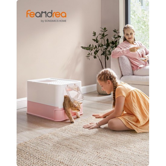 Feandrea Cat Litter Tray with Lid, Extendable Tray, Spacious for Cats up to 15 kg, Less Marks, Leak-proof Base, Beige/Black PPT001W01 Feandrea Cat Litter Tray with Lid, Extendable Tray, Spacious for Cats up to 15 kg, Less Marks, Leak-proof Base, Beige/Black PPT001W01