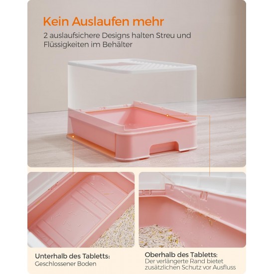 Feandrea Cat Litter Tray with Lid, Extendable Tray, Spacious for Cats up to 15 kg, Less Marks, Leak-proof Base, Beige/Black PPT001W01 Feandrea Cat Litter Tray with Lid, Extendable Tray, Spacious for Cats up to 15 kg, Less Marks, Leak-proof Base, Beige/Black PPT001W01